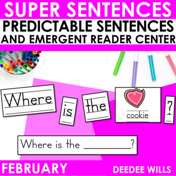 Preview of Building Valentine Sentences Center with Predictable Simple Sentences February