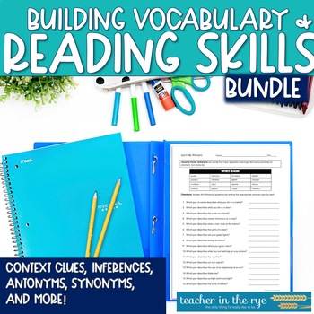 Preview of Building Vocabulary and Reading Skills Bundle Context Inference Synonym Antonym