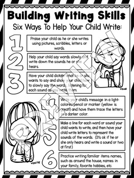 Preview of Building Reading, Writing, Spelling Skills At Home For School Parent Handouts