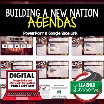 Preview of Building a New Nation Agenda PowerPoint & Google Slides Civics Agenda