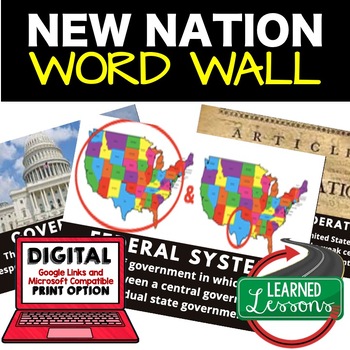 Preview of Building a New Nation Word Wall and Activity Pages Civics Word Wall
