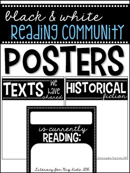 Preview of Building a Reading Community: Posters (BLACK & WHITE, EDITABLE)