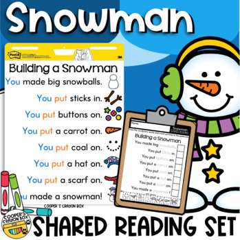 Preview of Building a Snowman | Shared Reading Set | Project & Trace, Sight Words, Vocab