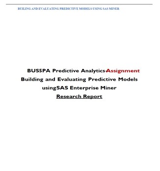 Preview of Building and Evaluating Predictive Models using SAS Enterprise Miner-REPORT