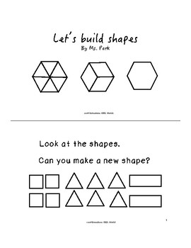 Preview of Building shapes (black and white) - Kindergarten Math mini book (K.G.B. 6)
