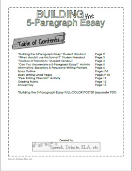 5 paragraph essay examples middle school