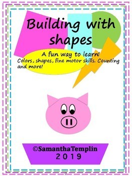 Preview of Building with Shapes; pig cut and glue activity