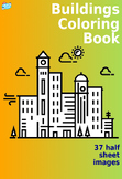 Buildings Coloring Book - 37 half sheet images