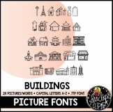 Buildings Picture Font {Educlips Clipart}