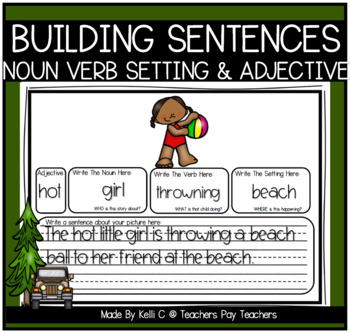Building Sentences Sentence Structure Worksheets Noun Verb Adjective Setting