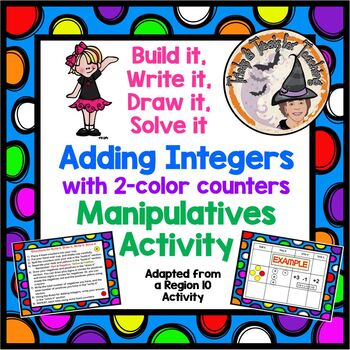 Preview of Adding Integers Activity with Manipulatives Build Draw Write Solve