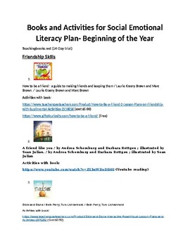 Preview of Buliding Social Emotional Literacy through Books and Activities