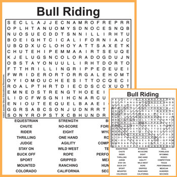 Preview of Bull Riding Word Search