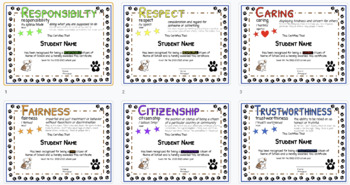 Preview of Bulldog Theme Character Ed/Trait Certificates