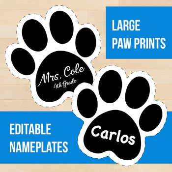 Preview of Bulldogs! EDITABLE Paw Print Name Plates / Tags | Door Sign | Back to School