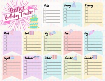 Bullet Birthday Tracker by Hess Un-Academy | Teachers Pay Teachers