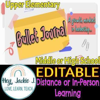 Preview of Bullet Journal Google Editable Growth Mindset Leadership Stress ASB StuCo AVID