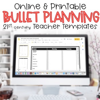 Editable Teacher Binder 2017-2018 Bullet Lesson Plan Template B/W