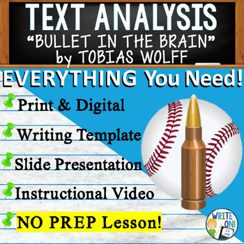 Preview of Bullet in the Brain - Text Based Evidence - Text Analysis Essay Writing Lesson