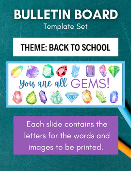 Preview of Bulletin Board Back to School Decor - You Are All Gems Theme