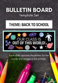 Preview of Bulletin Board Back to School Space Theme Set