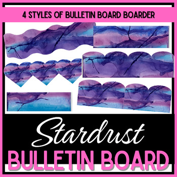 Preview of Bulletin Board Boarder - 4 Styles - Stardust Watercolor