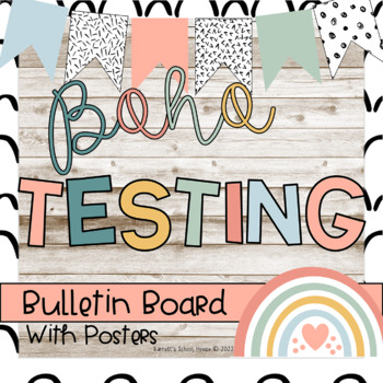 Preview of Boho Decor State Testing Bulletin Board Kit- Boho Themed Set for Board or Door