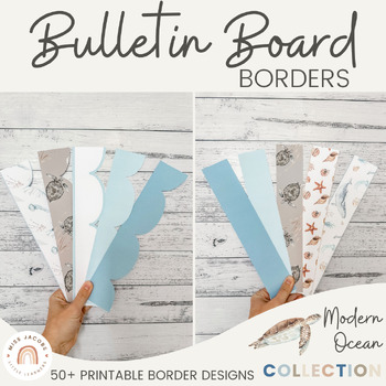 Preview of Bulletin Board Borders | Modern Ocean Classroom Decor