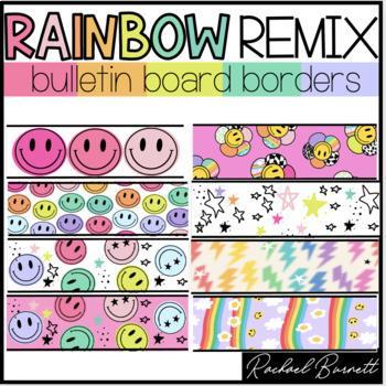 Preview of Bulletin Board Borders // Rainbow Remix Bundle 90's retro classroom decor