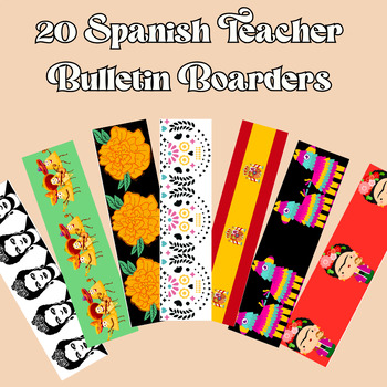 Preview of Bulletin Board Borders//Spanish Teacher  Bundle//Classic Classroom Decor