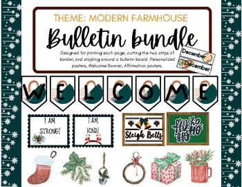 Preview of Bulletin Board Bundle-Christmas Signs, Themed posters, Growth mindset posters