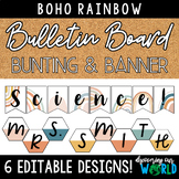 Bulletin Board Bunting Banner | BOHO RAINBOW | Editable