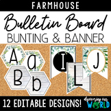 Bulletin Board Bunting Banner | FARMHOUSE | Editable