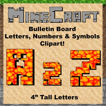 Preview of Bulletin Board Clip Art Letters - 4" tall Lava Minecraft theme
