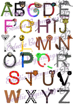 Preview of Bulletin Board Decor-Animal Letters Alphabet