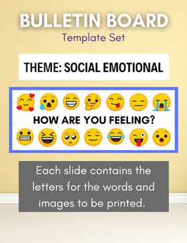 Preview of Bulletin Board Decor SEL Social Emotional Learning Emoji Theme - PDF & ZIP