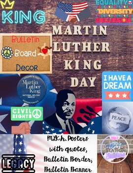Preview of Bulletin Board Kit:Martin Luther King Jr. Day Quote Posters, border,MLK banner