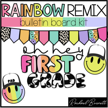 Preview of Bulletin Board Kit // Rainbow Remix 90's retro decor classroom decor