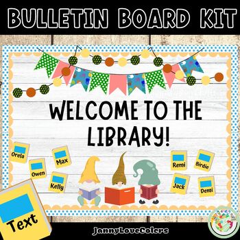 Preview of Bulletin Board Kit - Welcome to the Library - Reading - Gnomes Theme