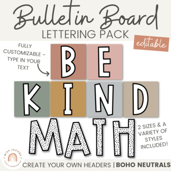Preview of Bulletin Board Lettering Pack - Neutral BOHO RAINBOW | Boho Classroom Decor