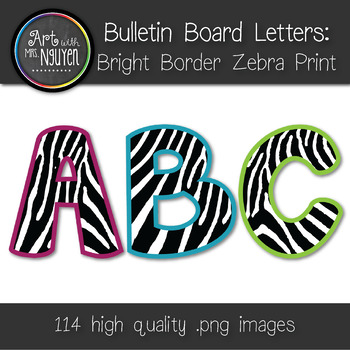 Preview of Bulletin Board Letters: Bright Border Zebra Print (Classroom Decor)