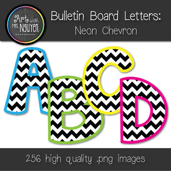 Preview of Bulletin Board Letters: Neon Chevron (Classroom Decor)