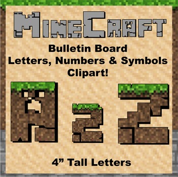 Preview of Bulletin Board Clip Art Letters - 4" tall Soil Minecraft theme