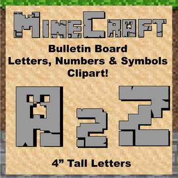 bulletin board clip art letters 4 tall solid grey minecraft theme