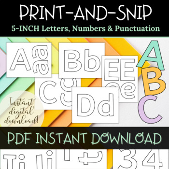 Bulletin Board Letters & Numbers Printable Black Ink Outlined Letters  Teacher Letters Sign and Banner Letters 5 Inch Letter Set -  Israel