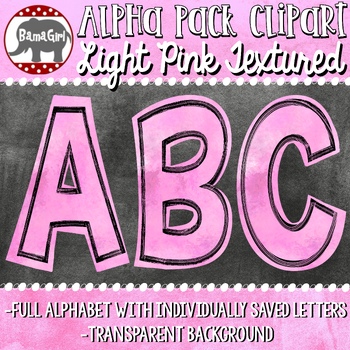 Bulletin Board Letters Alpha Pack Clipart - Light Pink Textured by BamaGirl