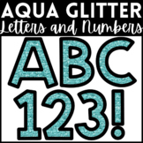 Bulletin Board Letters - Aqua Blue Glitter Alphabet Letter