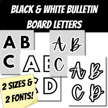Preview of Bulletin Board Letters - Black & White (2 Sizes & 2 Fonts)