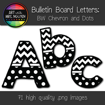 Preview of Bulletin Board Letters: Black and White Chevron and Dots (Classroom Decor)