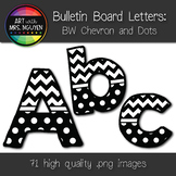 Bulletin Board Letters: Black and White Chevron and Dots (